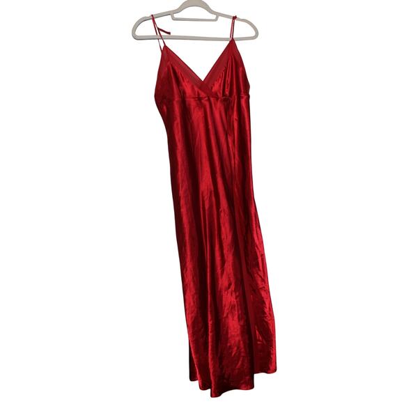 Y2K Anywear Anytime Red Maxi Slip Dress With Mesh Cutouts - Picture 1 of 4